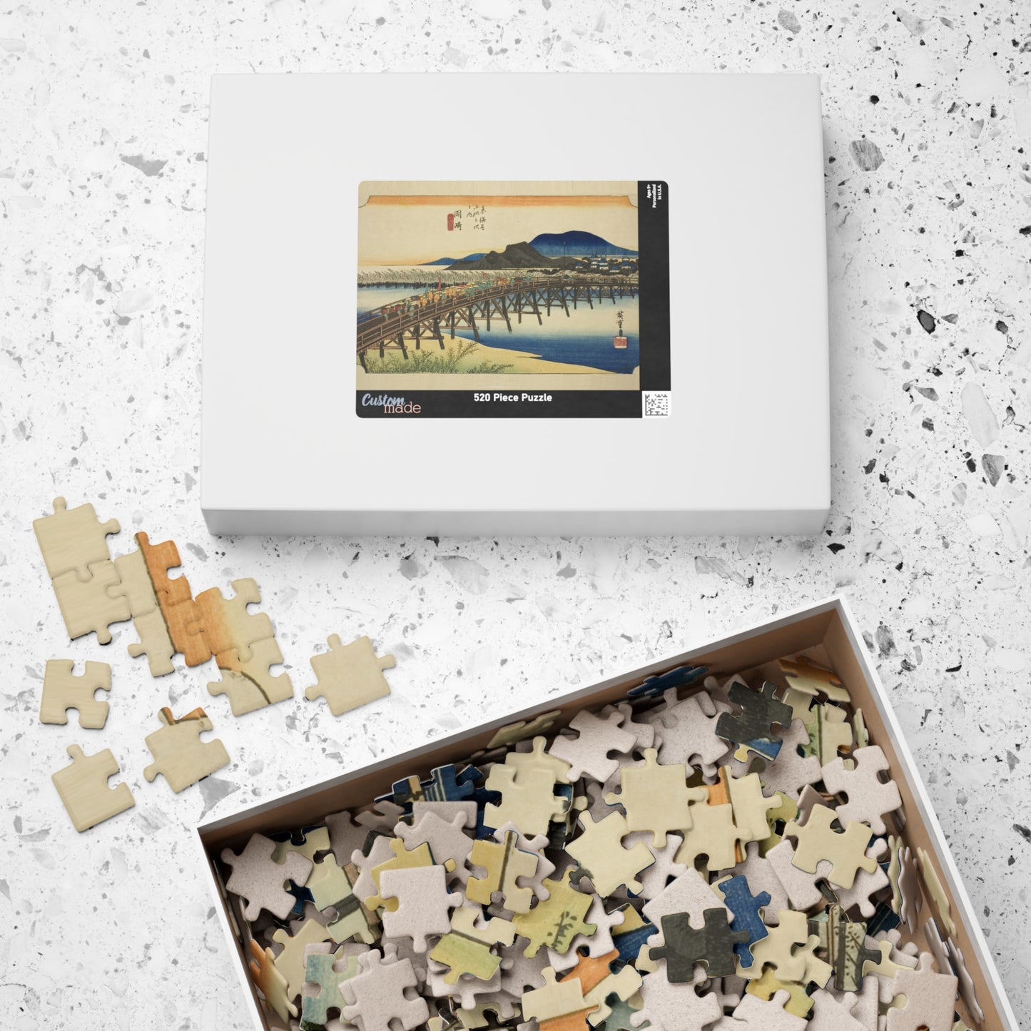 Ukiyo-e Jigsaw Puzzle (252 & 520 pcs) — “Okazaki: Yahagi Bridge on the Tōkaidō” by Utagawa Hiroshige | Japanese Edo Landscape Puzzle