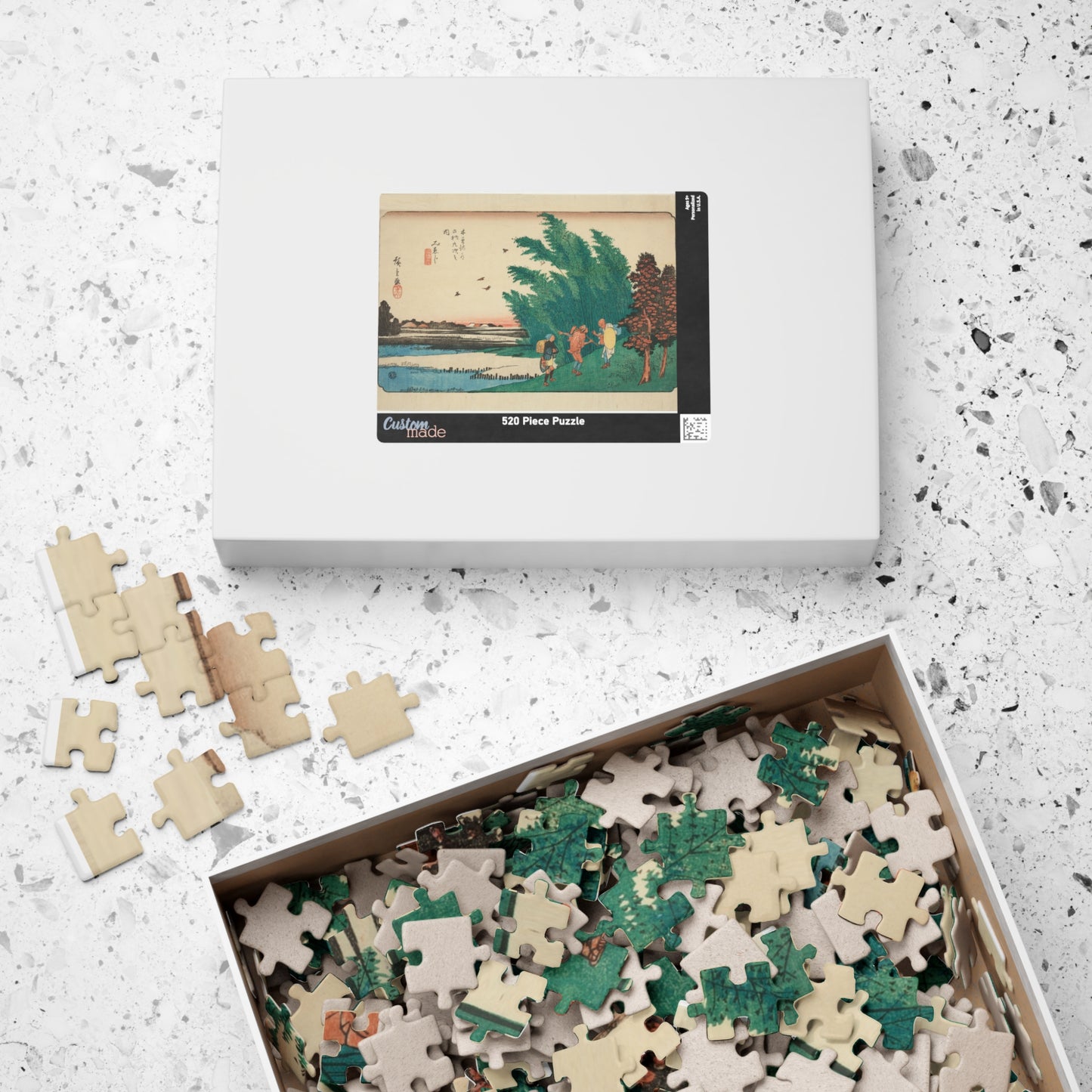 Ukiyo-e Jigsaw Puzzle (252, 520-piece): Mieji – “Fields and Distant Mountains” Sixty-nine Stations of the Kisokaidō by Utagawa Hiroshige (1830s)