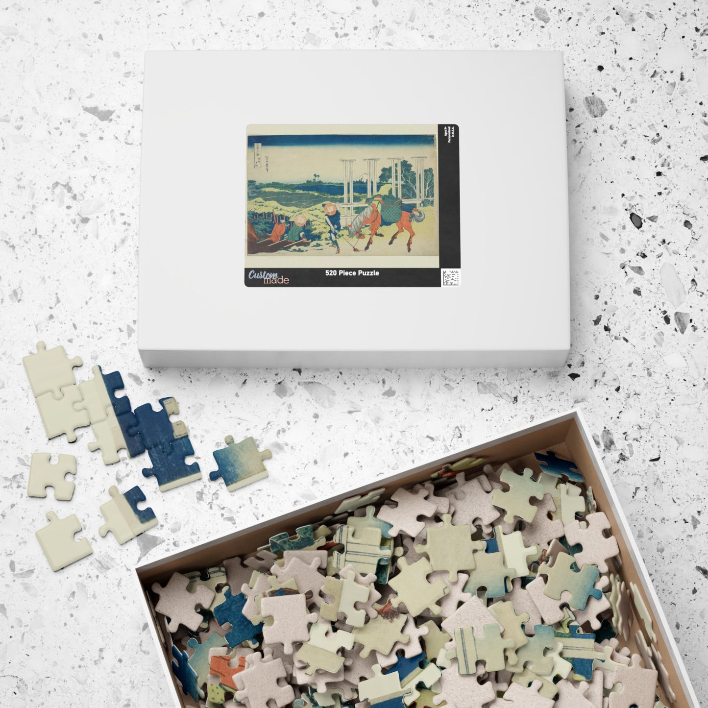 Ukiyo-e Jigsaw Puzzle (252, 520-piece) : Senju in Musashi Province – Katsushika Hokusai | River Life & Edo Scenery