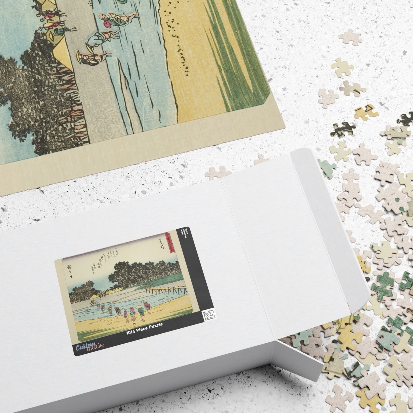 Ukiyo-e Jigsaw Puzzle (1014-piece): Fujieda – “Crossing the Seto River at Dusk” Tōkaidō Fifty-three Stations by Utagawa Hiroshige (1833)