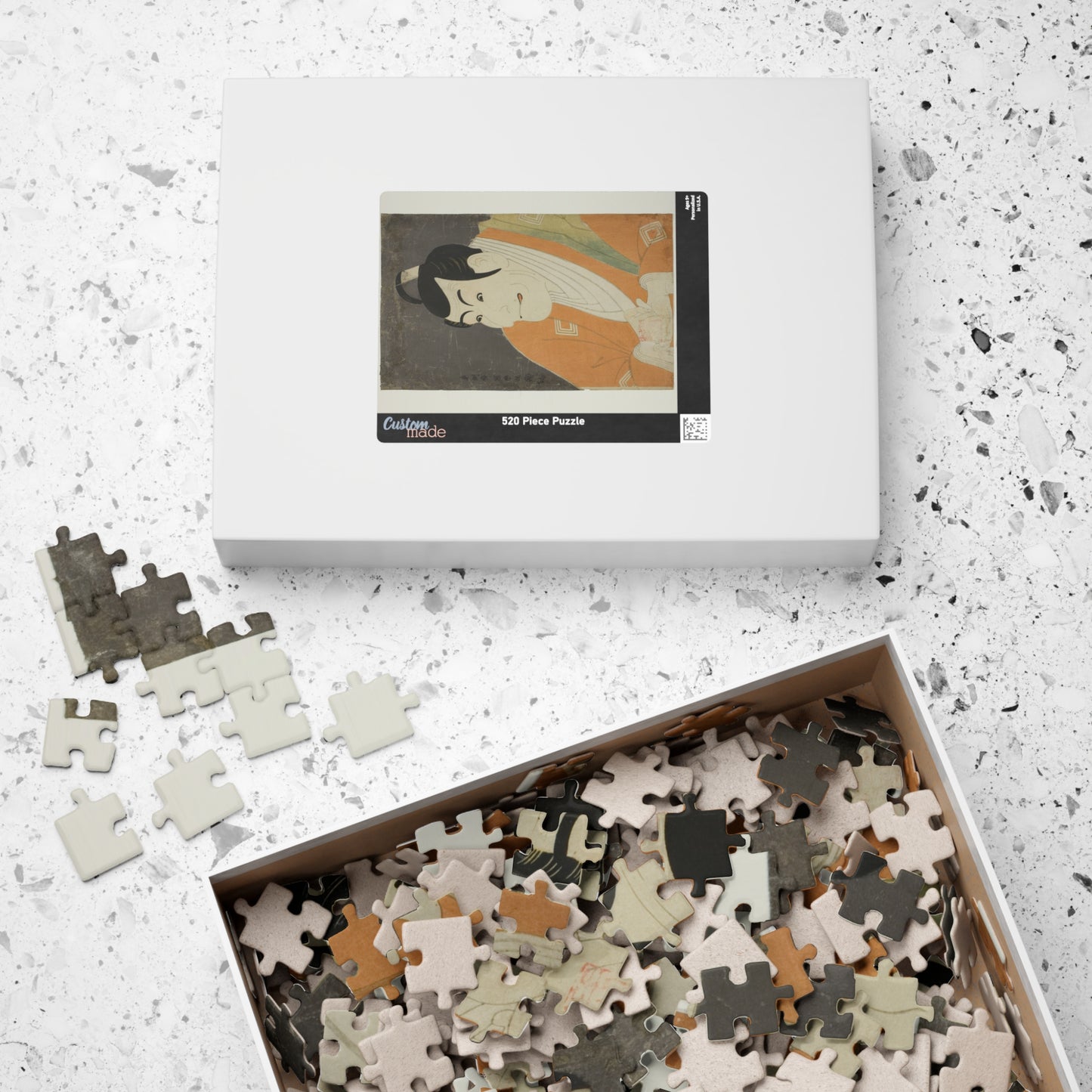 Ukiyo-e Jigsaw Puzzle (252 / 520-piece): Ichikawa Ebizō IV as Takemura Sadanoshin – Toshusai Sharaku | Kabuki Actor Portrait / Edo Ukiyo-e Art