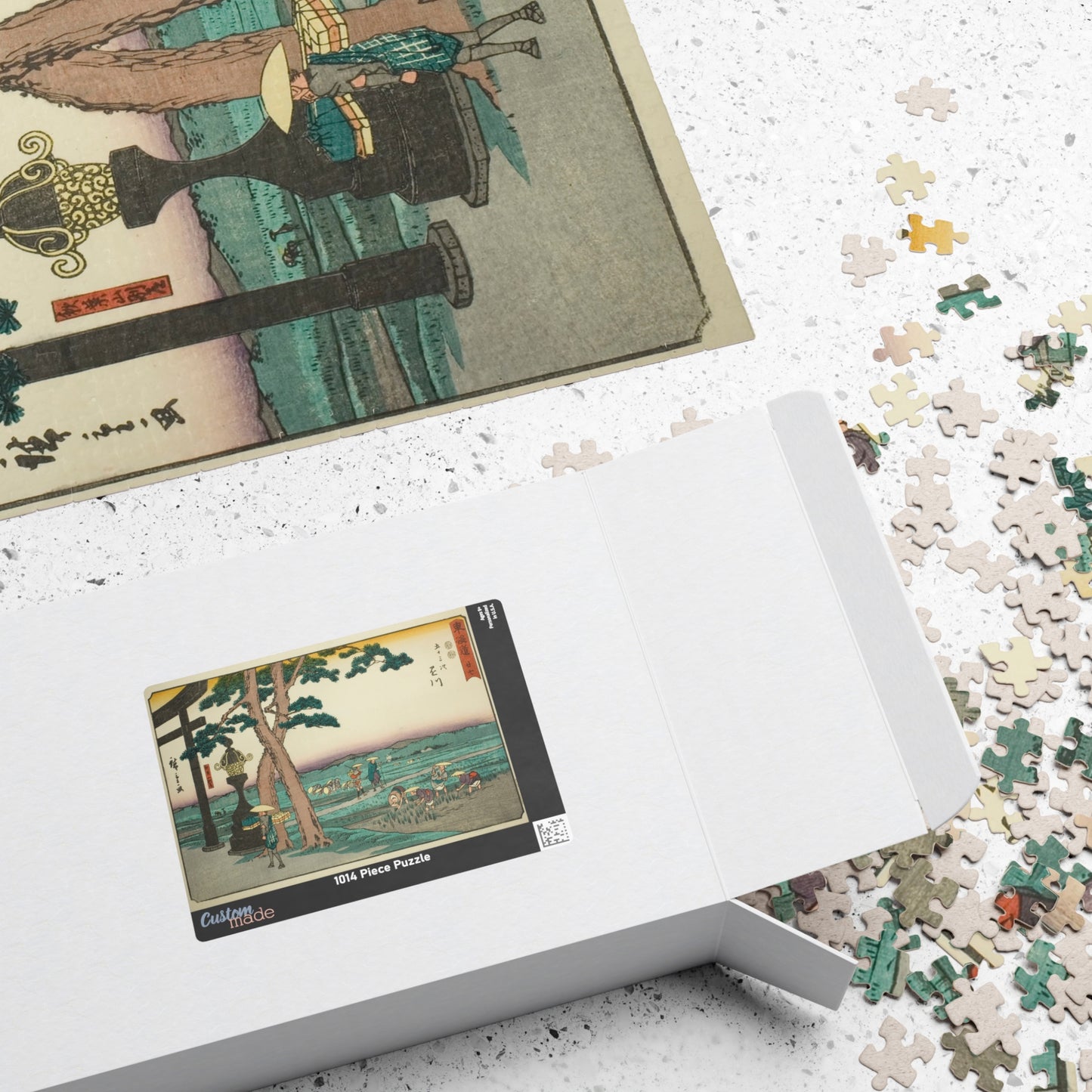 Ukiyo-e Jigsaw Puzzle (1014-piece): Kakegawa – “Crossroads at Akibayama” Tōkaidō Fifty-three Stations by Utagawa Hiroshige (1833)