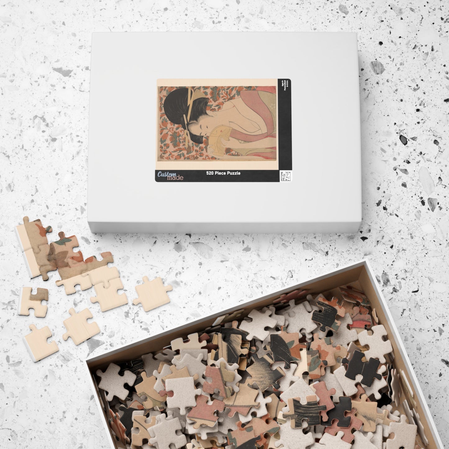 Ukiyo-e Jigsaw Puzzle (252 / 520-piece): “Woman Holding a Tortoise-Shell Comb” by Kitagawa Utamaro | Bijin-ga / Edo Beauty Portrait