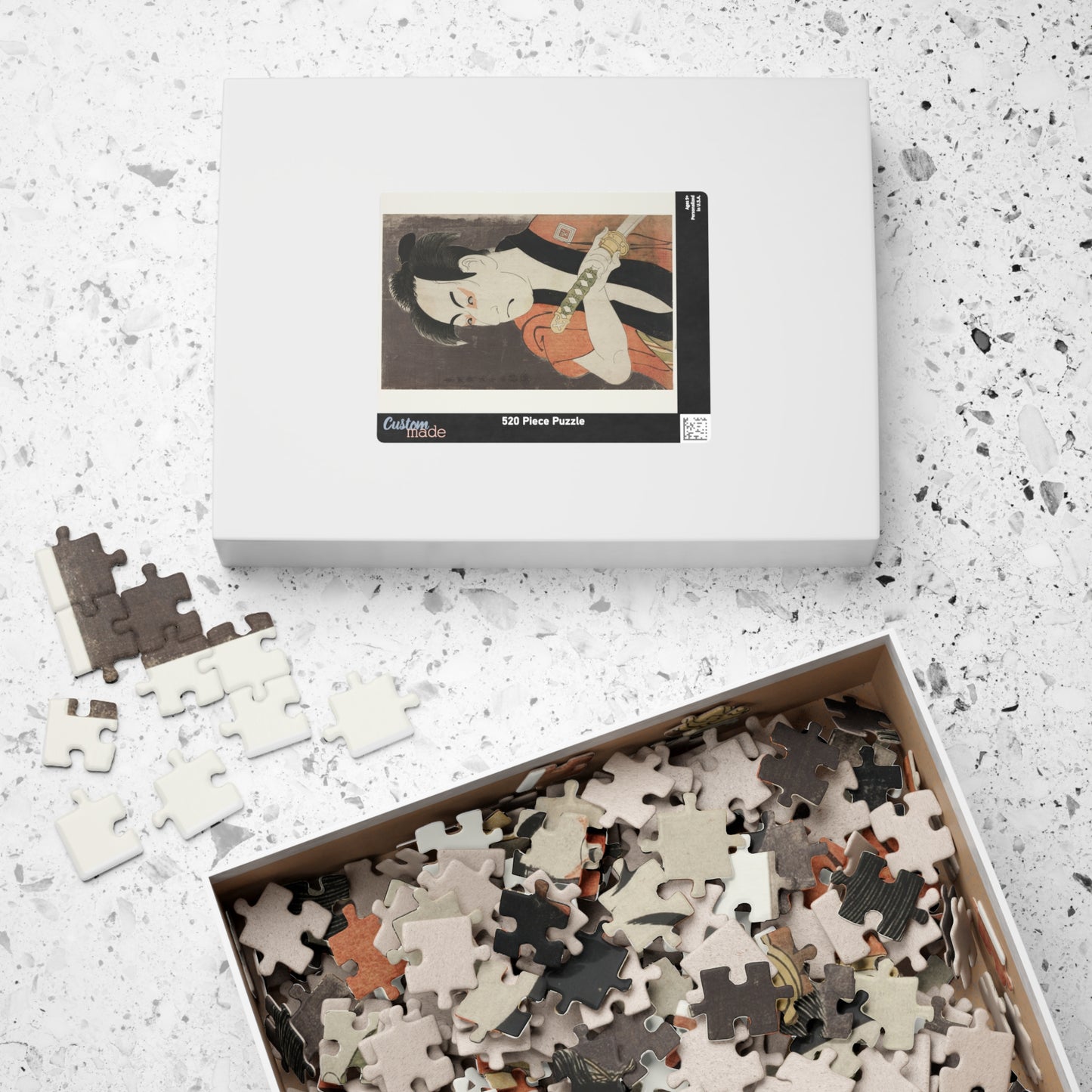 Ukiyo-e Jigsaw Puzzle (252 / 520-piece): Ichikawa Omezō as the Manservant Ippei – Toshusai Sharaku | Kabuki Actor Portrait / Edo Woodblock Art