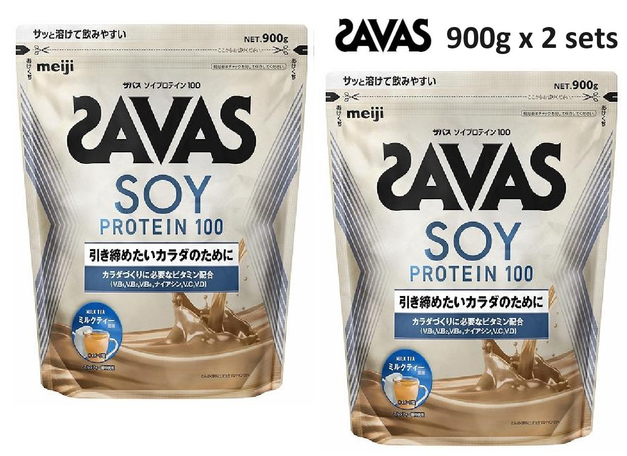 Meiji Savas Soy Protein 100 Cocoa or Milktea Flavor 900g 2 bags 1800g