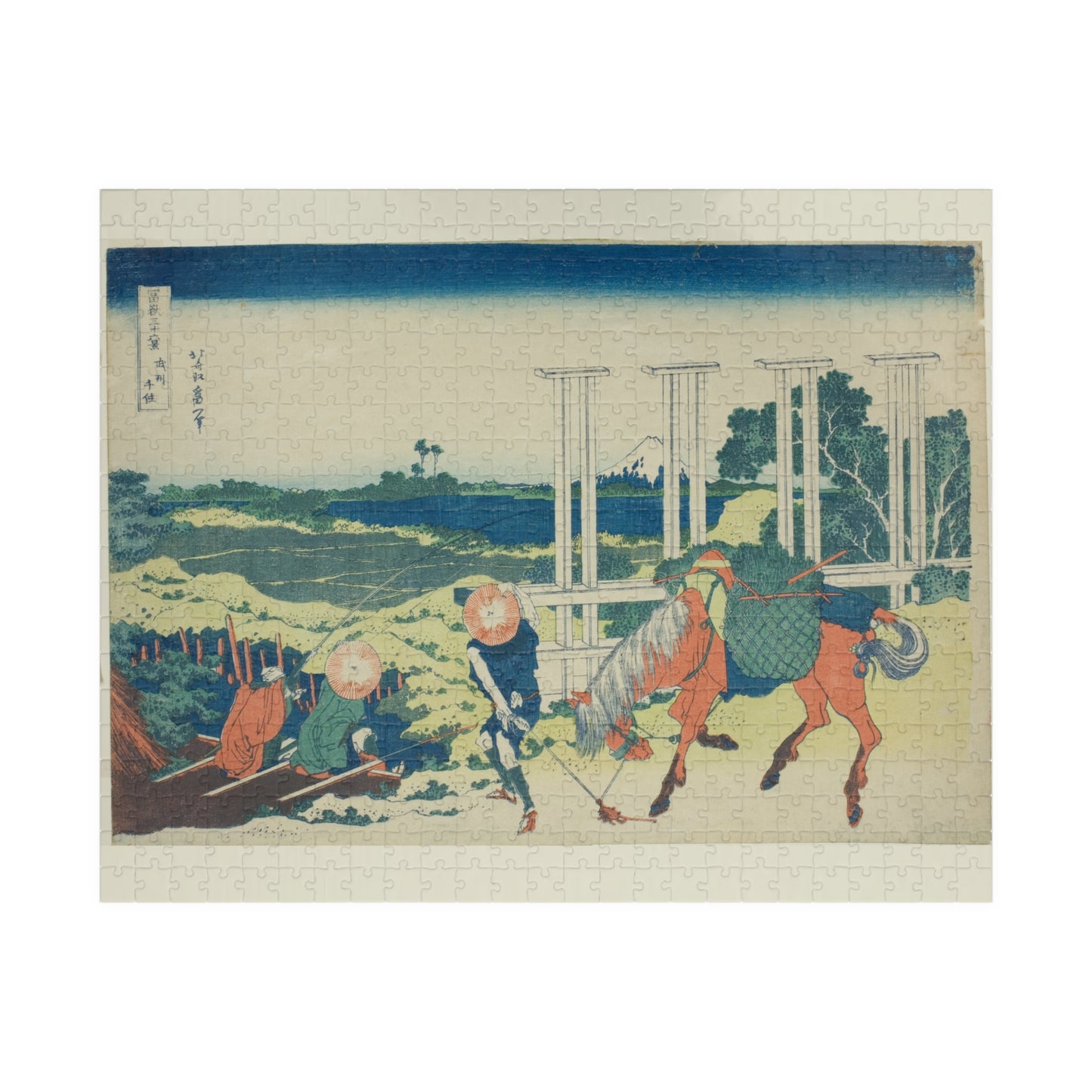 Ukiyo-e Jigsaw Puzzle (252, 520-piece) : Senju in Musashi Province – Katsushika Hokusai | River Life & Edo Scenery