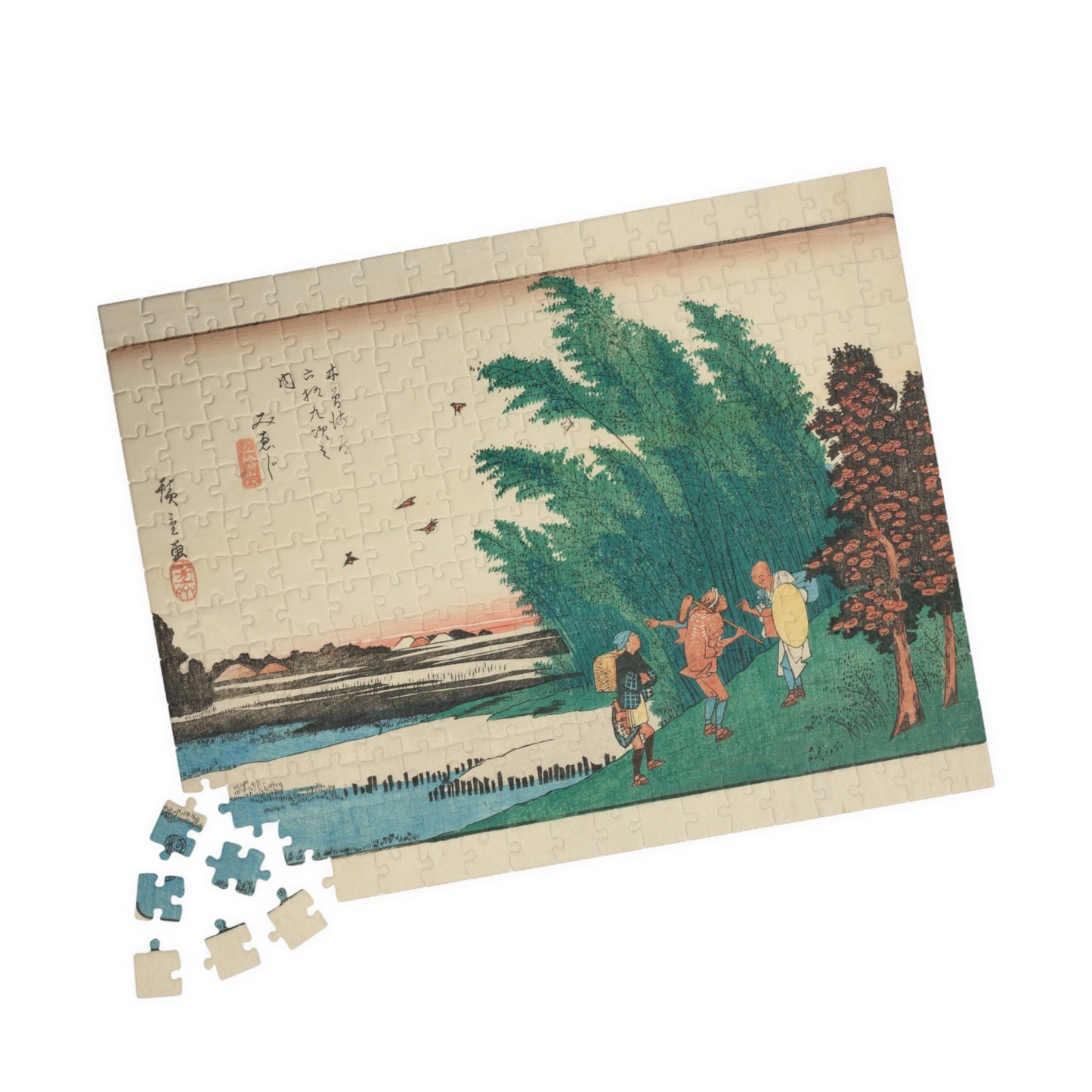 Ukiyo-e Jigsaw Puzzle (252, 520-piece): Mieji – “Fields and Distant Mountains” Sixty-nine Stations of the Kisokaidō by Utagawa Hiroshige (1830s)
