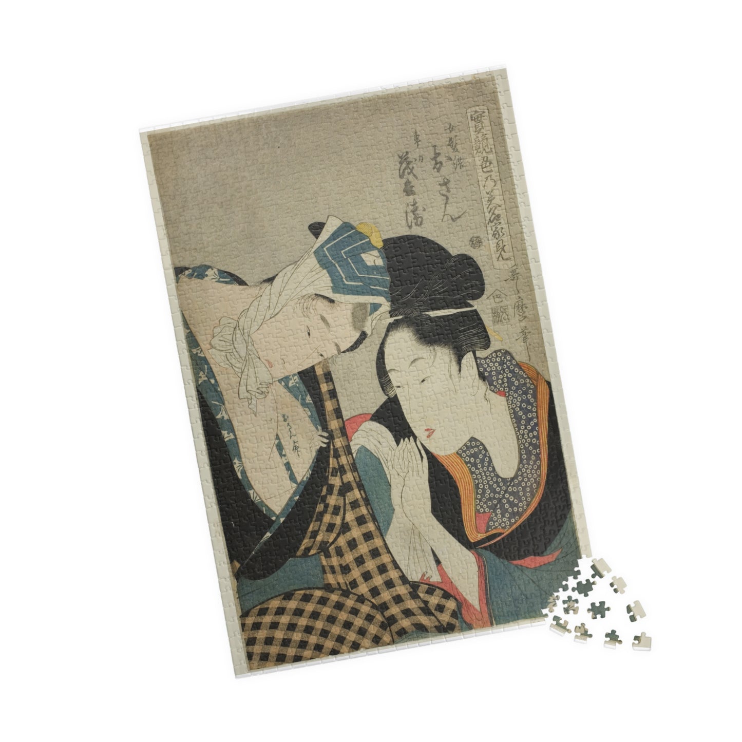 Ukiyo-e Jigsaw Puzzle (1014-piece): “A Test of Skill – The Headwaters of Amorousness (Irozato Misuji no Yomogizu)” by Kitagawa Utamaro | Edo Romantic Bijin-ga