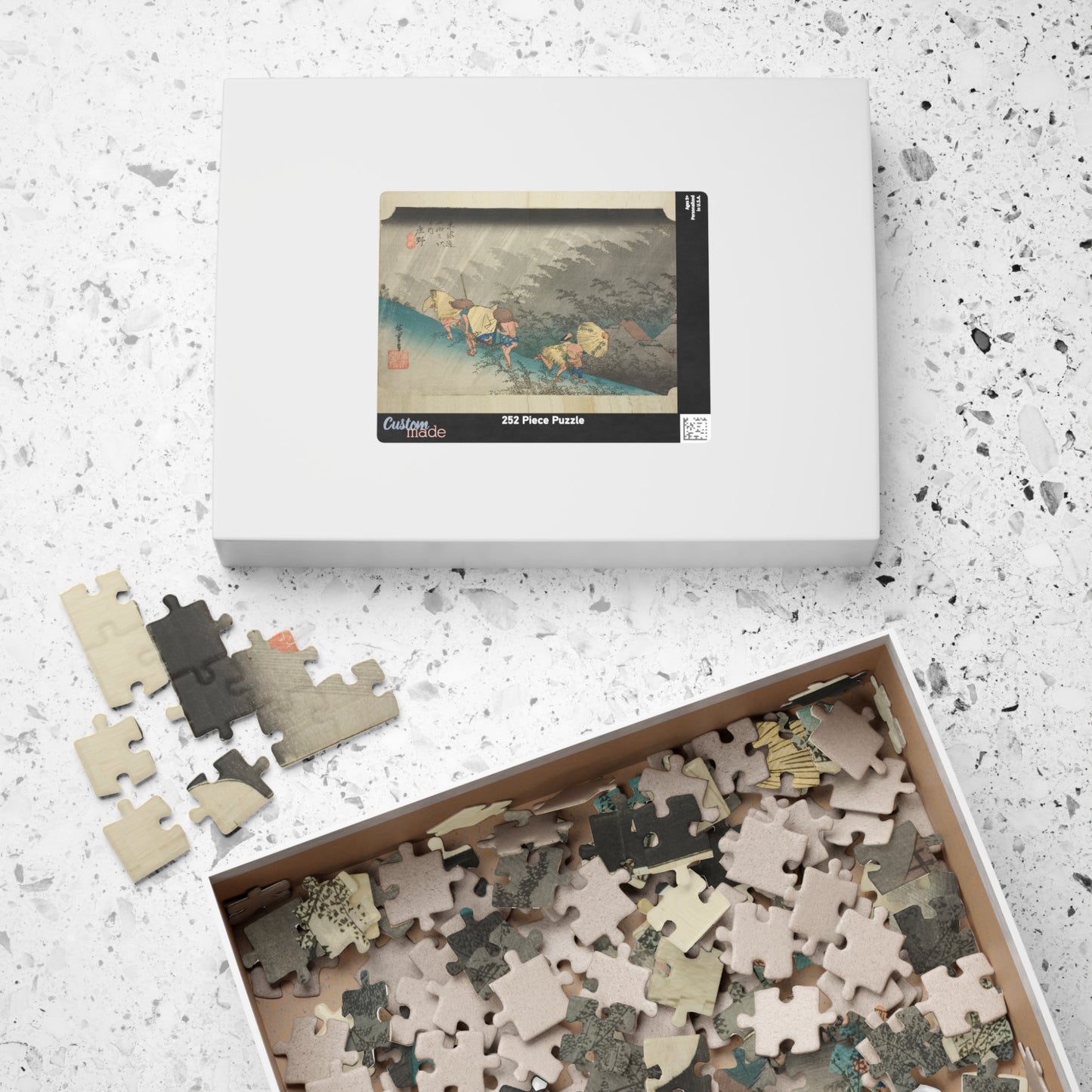 Ukiyo-e Jigsaw Puzzle (252 & 520-piece) – “Shōno: Driving Rain” from Tōkaidō Fifty-Three Stations by Utagawa Hiroshige (1833–1834)