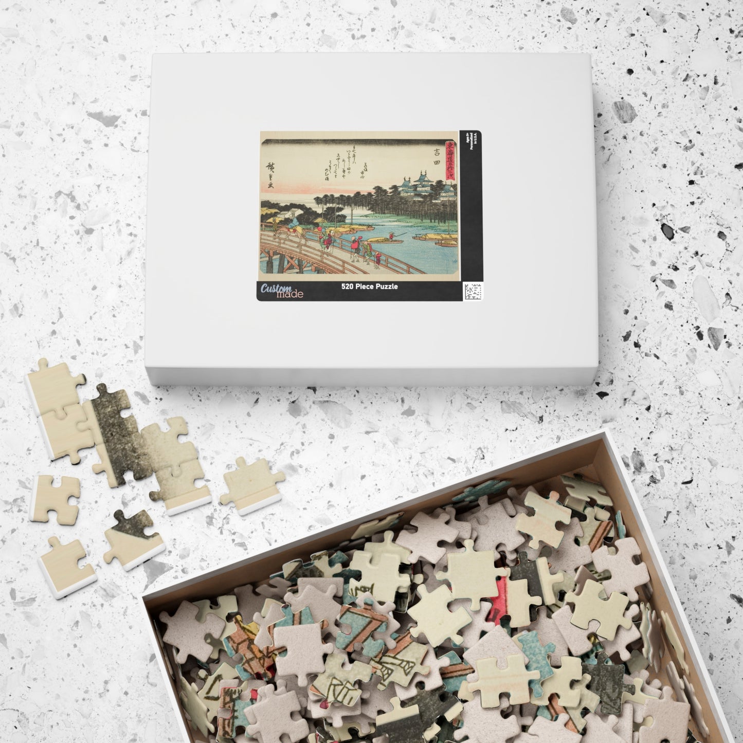 Ukiyo-e Jigsaw Puzzle (252, 520-piece): Yoshida – “Evening Calm at Yoshida” Tōkaidō Fifty-three Stations by Utagawa Hiroshige (1833)