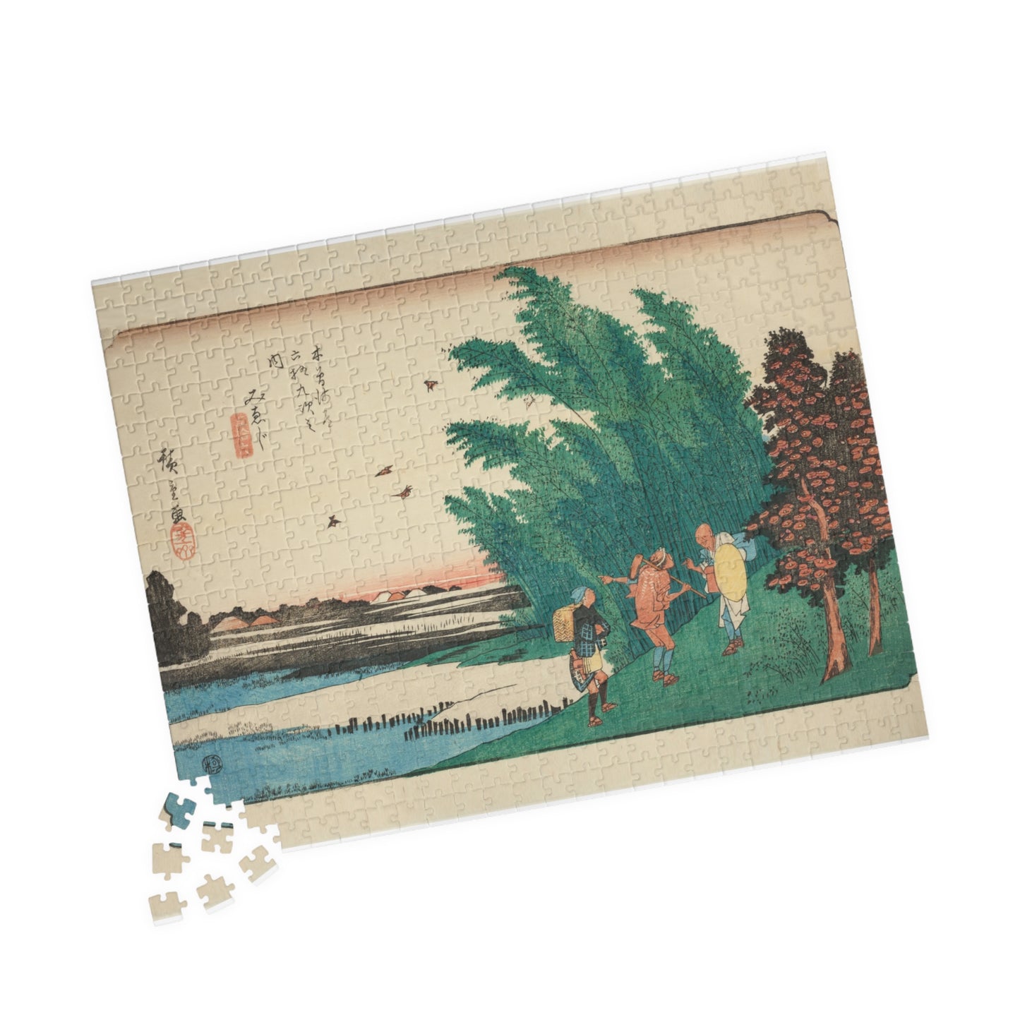 Ukiyo-e Jigsaw Puzzle (252, 520-piece): Mieji – “Fields and Distant Mountains” Sixty-nine Stations of the Kisokaidō by Utagawa Hiroshige (1830s)