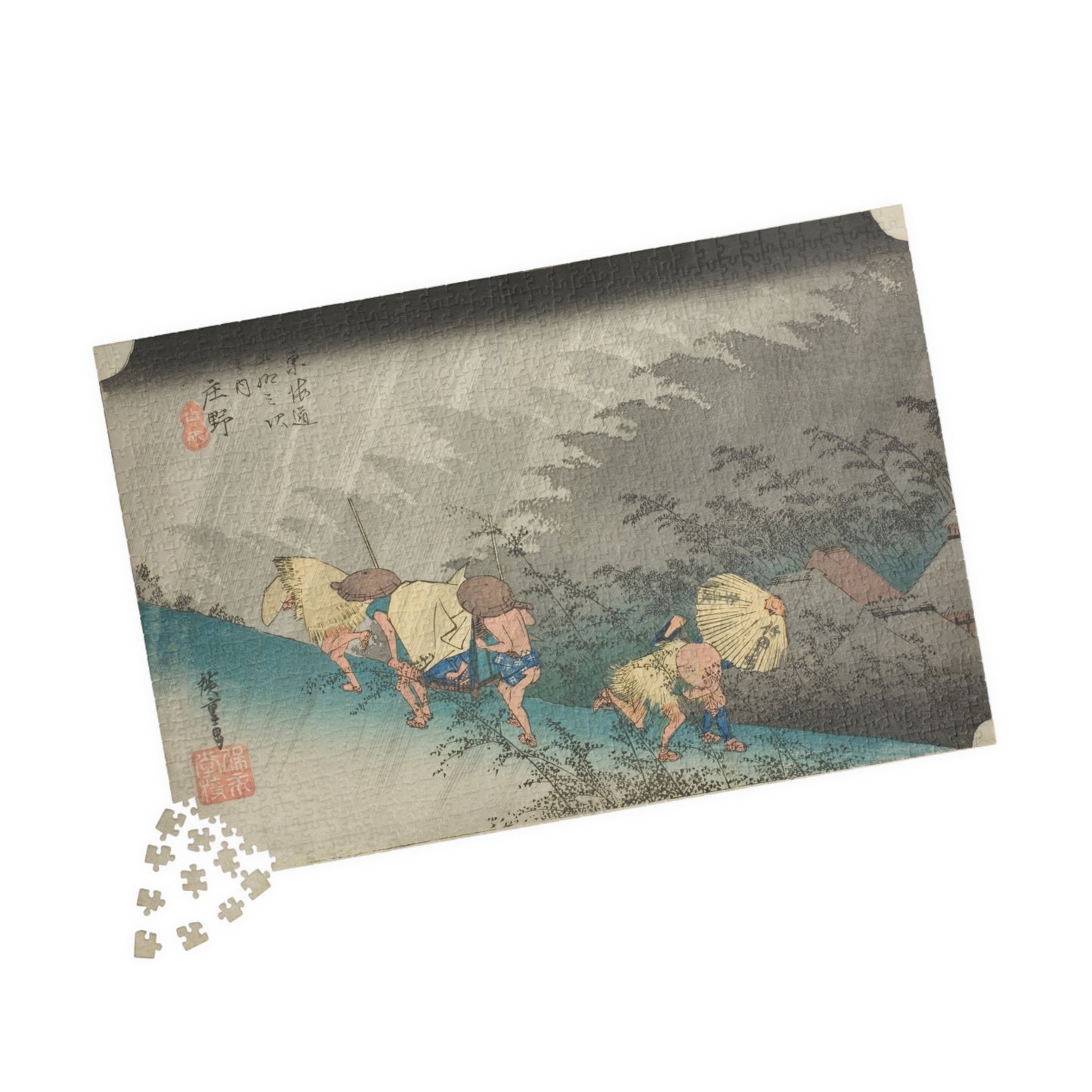 Ukiyo-e Jigsaw Puzzle (1014-piece) – “Shōno: Driving Rain” from Tōkaidō Fifty-Three Stations by Utagawa Hiroshige (1833–1834)