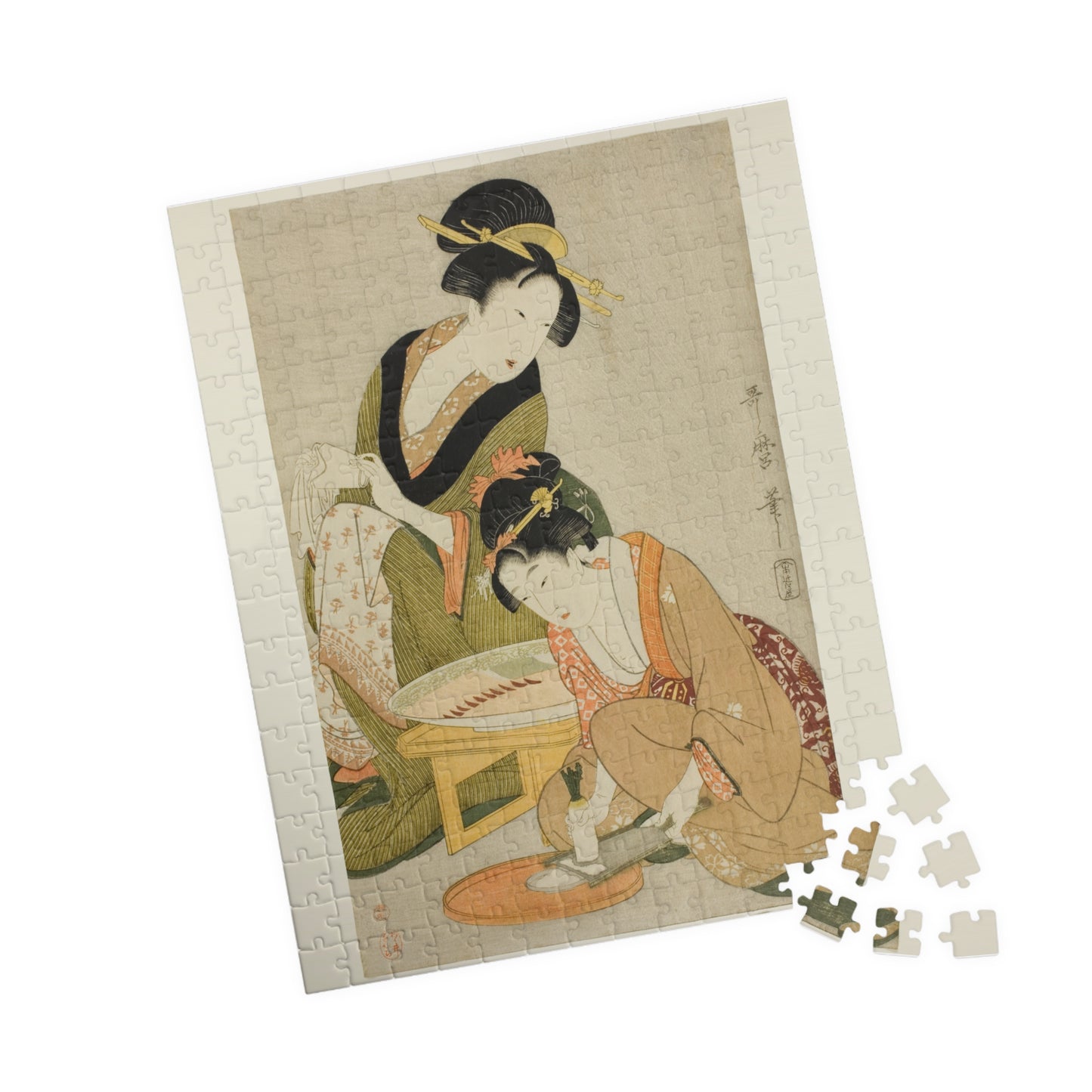 Ukiyo-e Jigsaw Puzzle (252 / 520-piece): “Preparing a Meal” by Kitagawa Utamaro | Edo Bijin-ga / Courtesans in Everyday Life