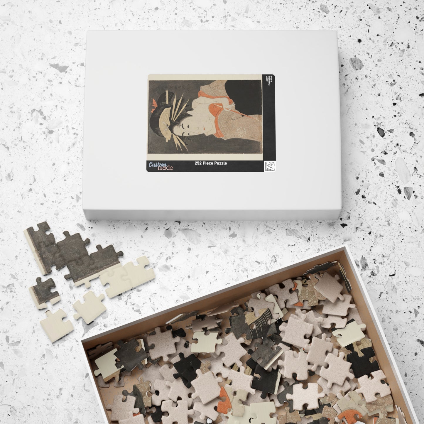 Ukiyo-e Jigsaw Puzzle (252 / 520-piece): Matsumoto Yonesaburō as Shinobu – Toshusai Sharaku | Kabuki Actor Portrait / Edo Ukiyo-e Art