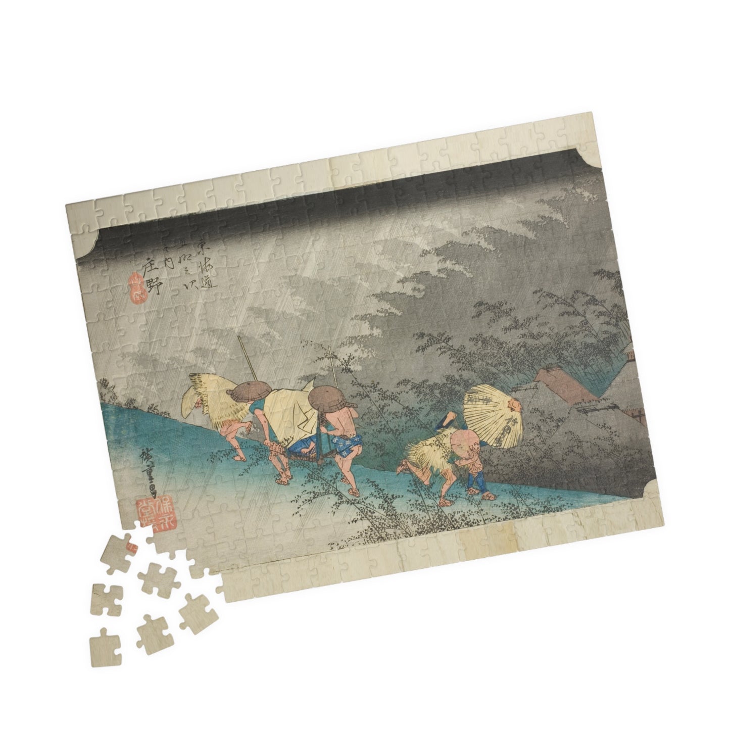 Ukiyo-e Jigsaw Puzzle (252 & 520-piece) – “Shōno: Driving Rain” from Tōkaidō Fifty-Three Stations by Utagawa Hiroshige (1833–1834)