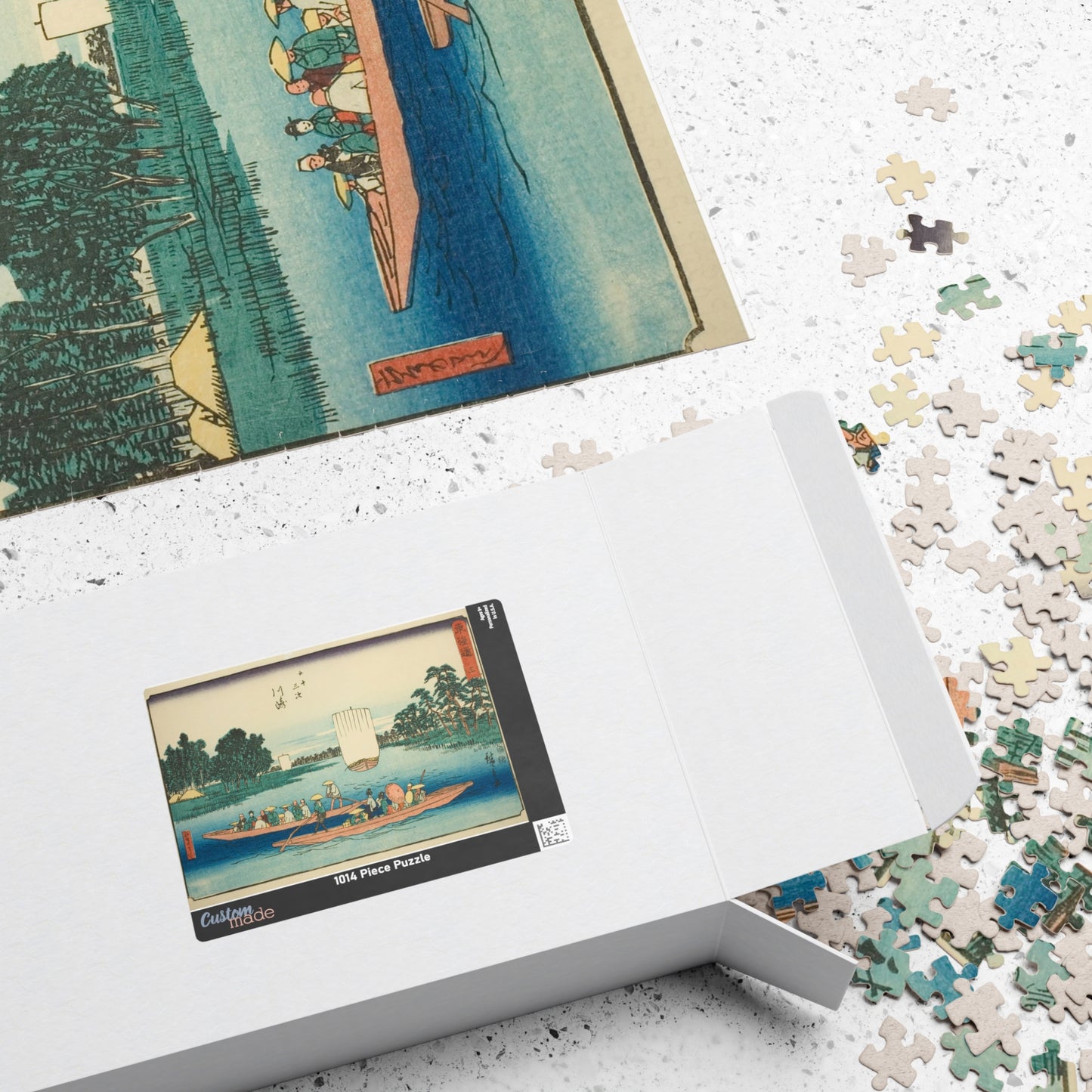 Ukiyo-e Jigsaw Puzzle (1014-piece): Kawasaki – “The Rokugō Ferry” Tōkaidō Fifty-three Stations by Utagawa Hiroshige (1833)