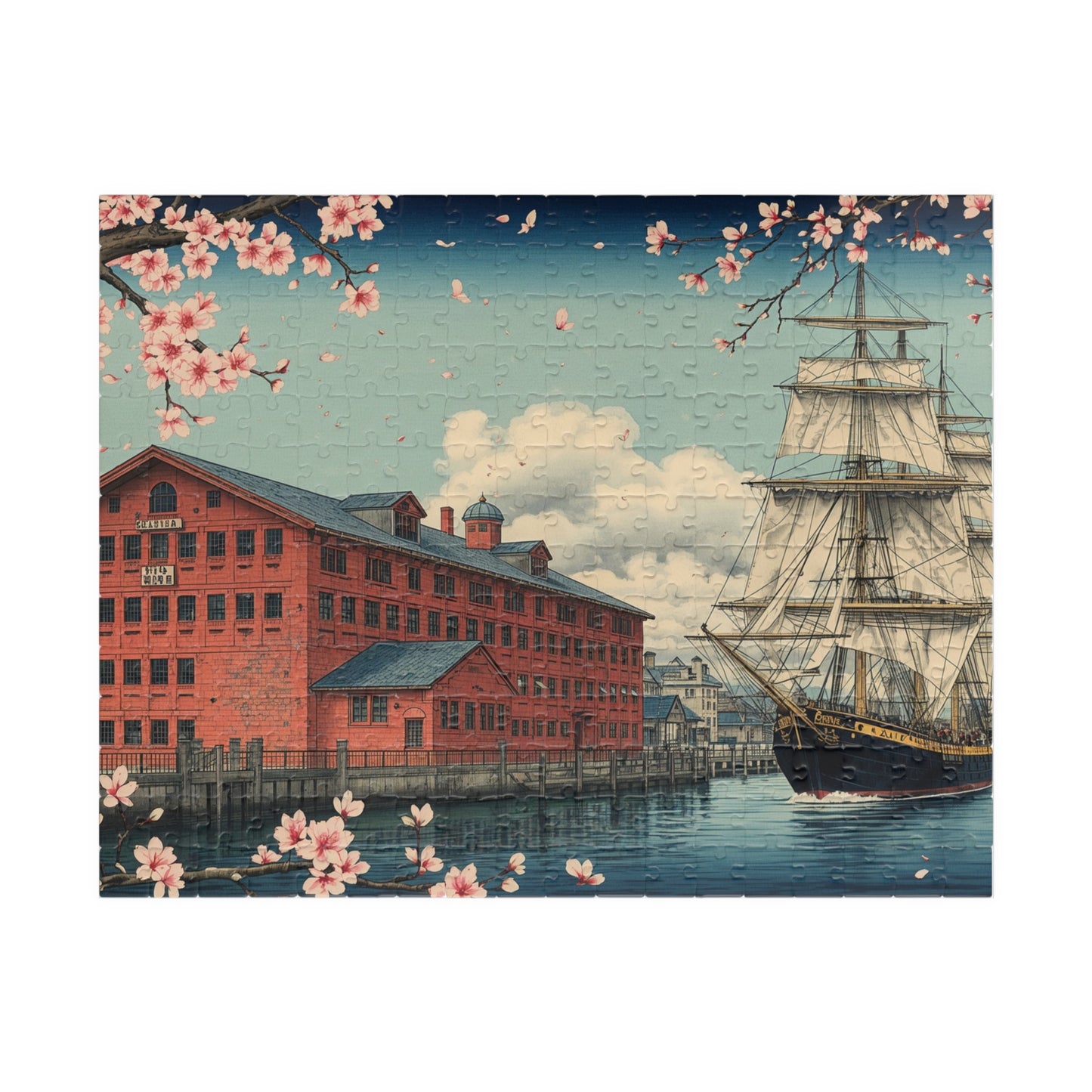 Jigsaw Puzzle (110, 252, 520, 1014-piece) Yokohama: Red Brick Warehouse and Sailing Ship