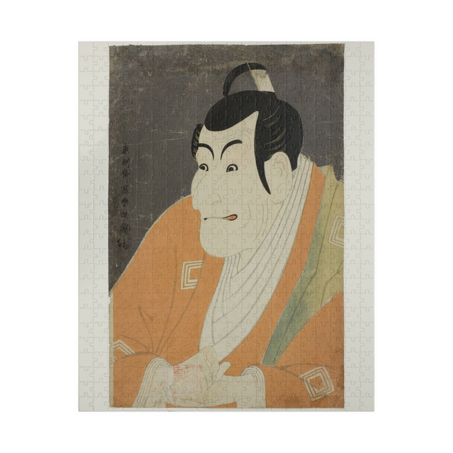 Ukiyo-e Jigsaw Puzzle (252 / 520-piece): Ichikawa Ebizō IV as Takemura Sadanoshin – Toshusai Sharaku | Kabuki Actor Portrait / Edo Ukiyo-e Art