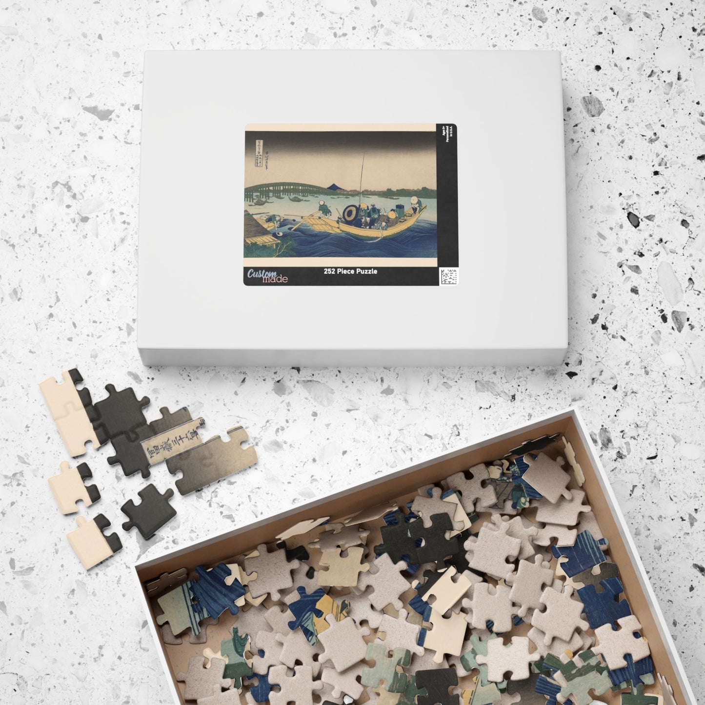 Ukiyo-e Jigsaw Puzzle (252, 520-piece) : Fuji from Ommayagashi at Twilight – Katsushika Hokusai | Edo Night View