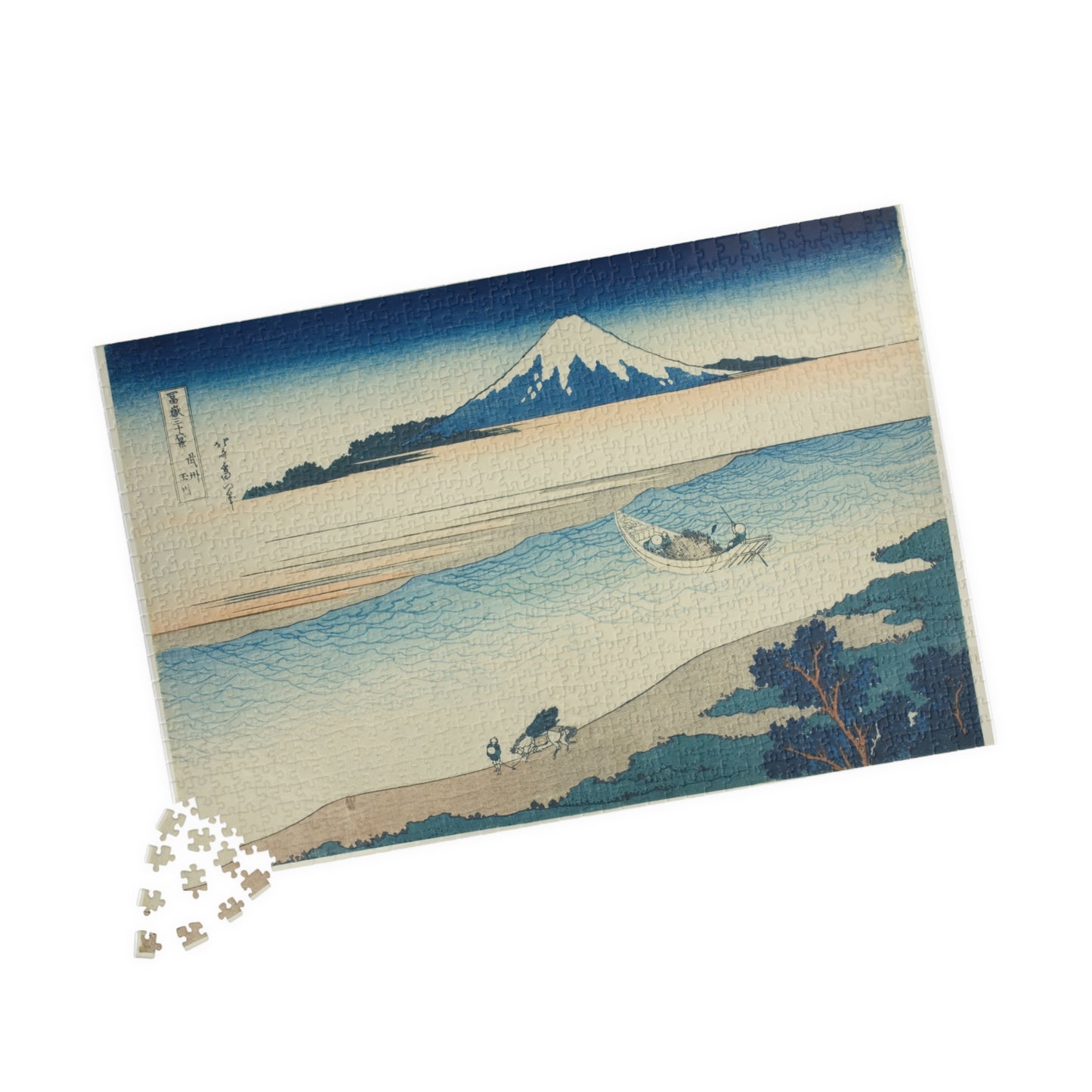 Ukiyo-e Jigsaw Puzzle (1014-piece) : Tama River in Musashi Province – Katsushika Hokusai (1831) | Thirty-six Views of Mount Fuji / Japanese Art