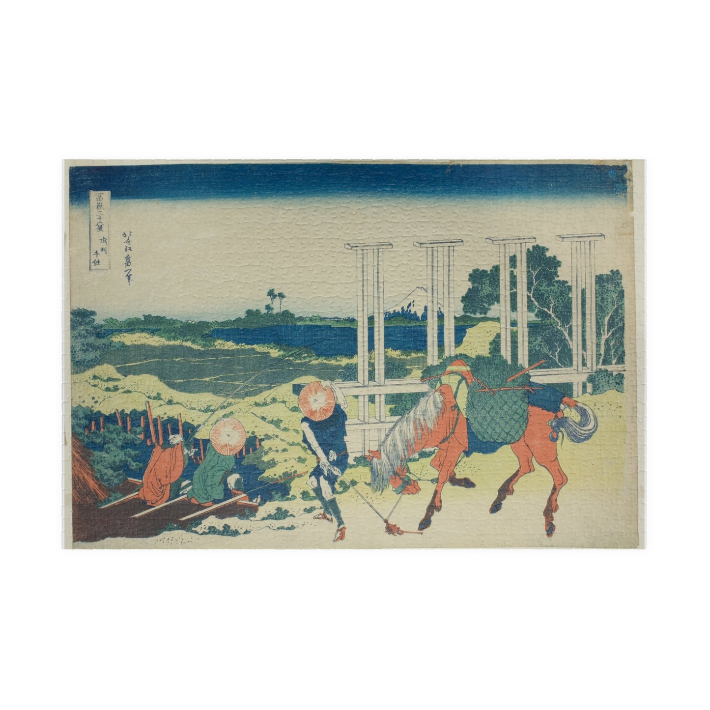 Ukiyo-e Jigsaw Puzzle (1014-piece) : Senju in Musashi Province – Katsushika Hokusai | River Life & Edo Scenery