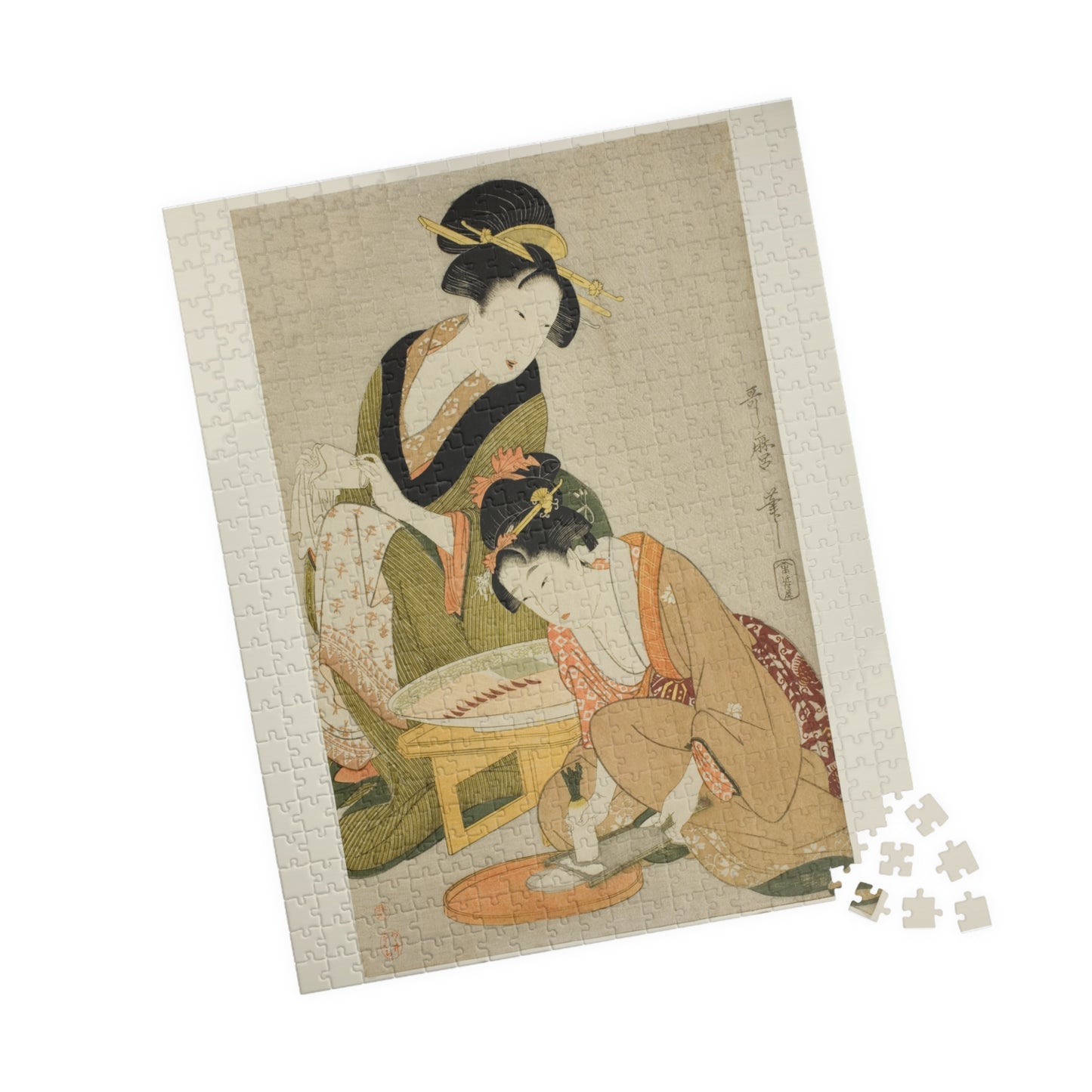 Ukiyo-e Jigsaw Puzzle (252 / 520-piece): “Preparing a Meal” by Kitagawa Utamaro | Edo Bijin-ga / Courtesans in Everyday Life