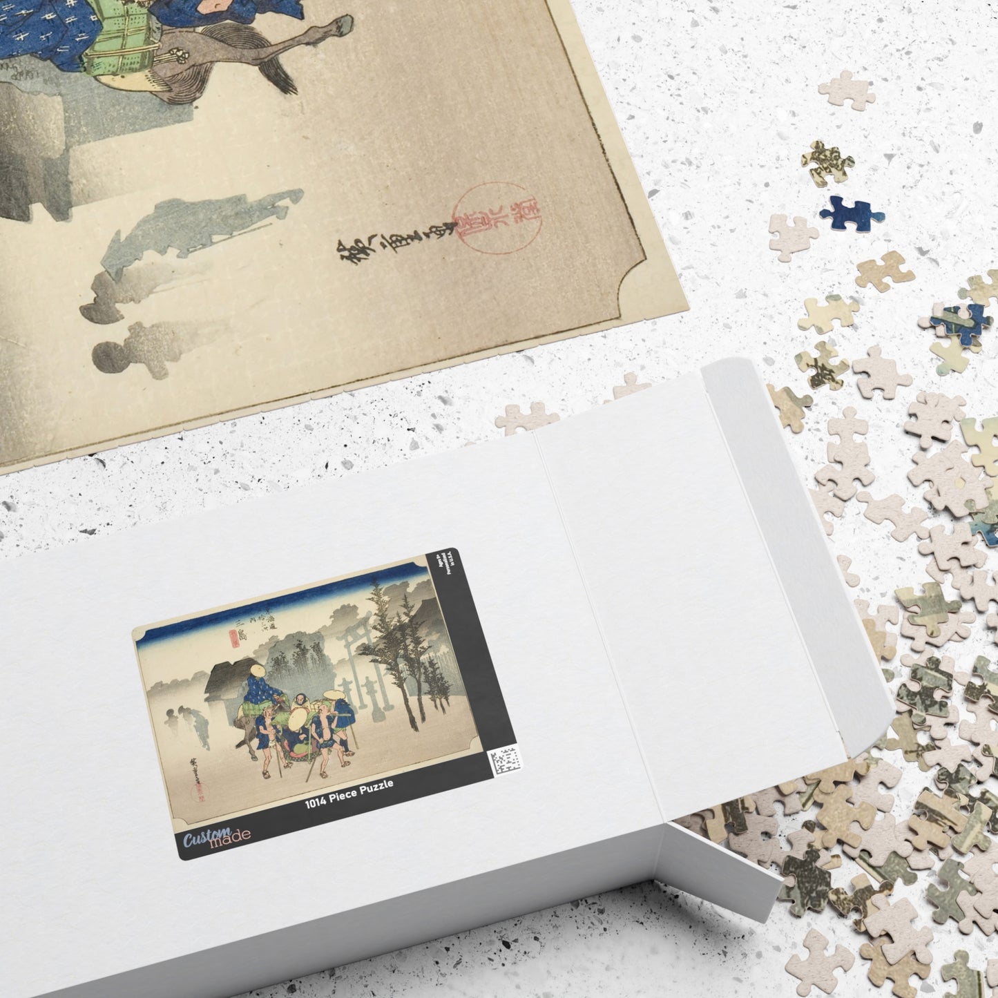 Ukiyo-e Jigsaw Puzzle (1014-piece): Mishima – “Morning Mist at Mishima” Tōkaidō Fifty-three Stations by Utagawa Hiroshige (1833)