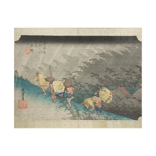 Ukiyo-e Jigsaw Puzzle (252 & 520-piece) – “Shōno: Driving Rain” from Tōkaidō Fifty-Three Stations by Utagawa Hiroshige (1833–1834)