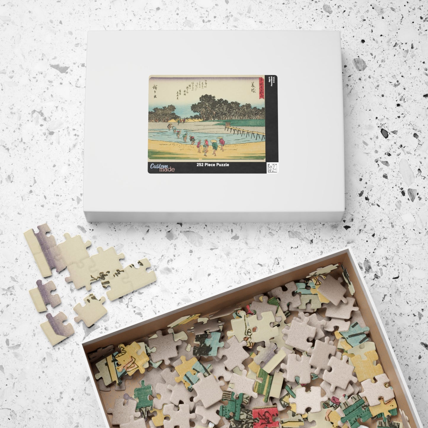 Ukiyo-e Jigsaw Puzzle (252, 520-piece): Fujieda – “Crossing the Seto River at Dusk” Tōkaidō Fifty-three Stations by Utagawa Hiroshige (1833)