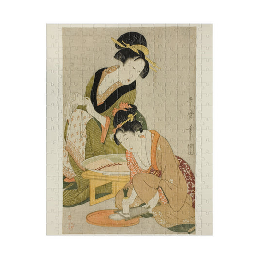 Ukiyo-e Jigsaw Puzzle (252 / 520-piece): “Preparing a Meal” by Kitagawa Utamaro | Edo Bijin-ga / Courtesans in Everyday Life
