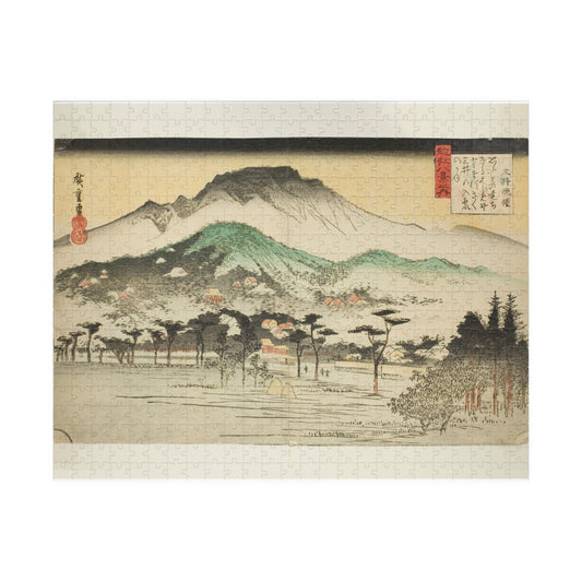 Ukiyo-e Jigsaw Puzzle (252 / 520 pcs) – Evening Bell at Mii Temple, Omi Eight Views – Landscape by Utagawa Hiroshige (1830s)
