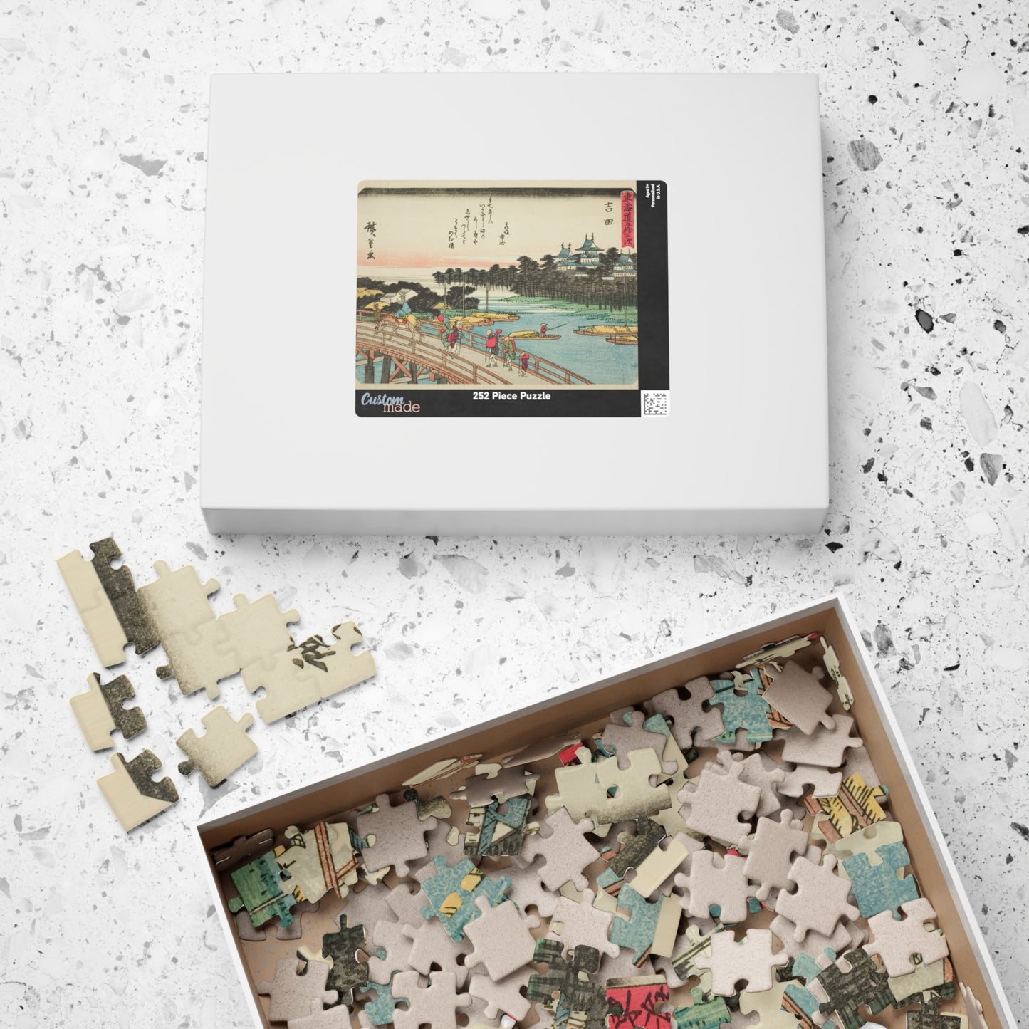 Ukiyo-e Jigsaw Puzzle (252, 520-piece): Yoshida – “Evening Calm at Yoshida” Tōkaidō Fifty-three Stations by Utagawa Hiroshige (1833)