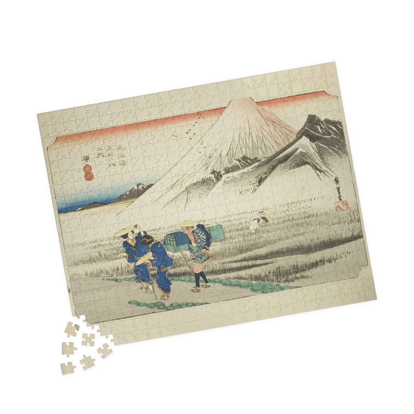 Ukiyo-e Jigsaw Puzzle (252, 520-piece): Hara – “Mount Fuji in the Morning” Tōkaidō Fifty-three Stations by Utagawa Hiroshige (1833)