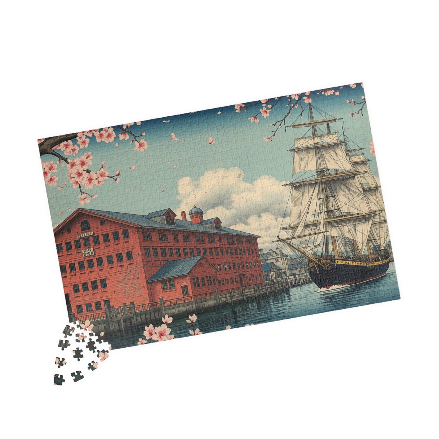 Jigsaw Puzzle (110, 252, 520, 1014-piece) Yokohama: Red Brick Warehouse and Sailing Ship