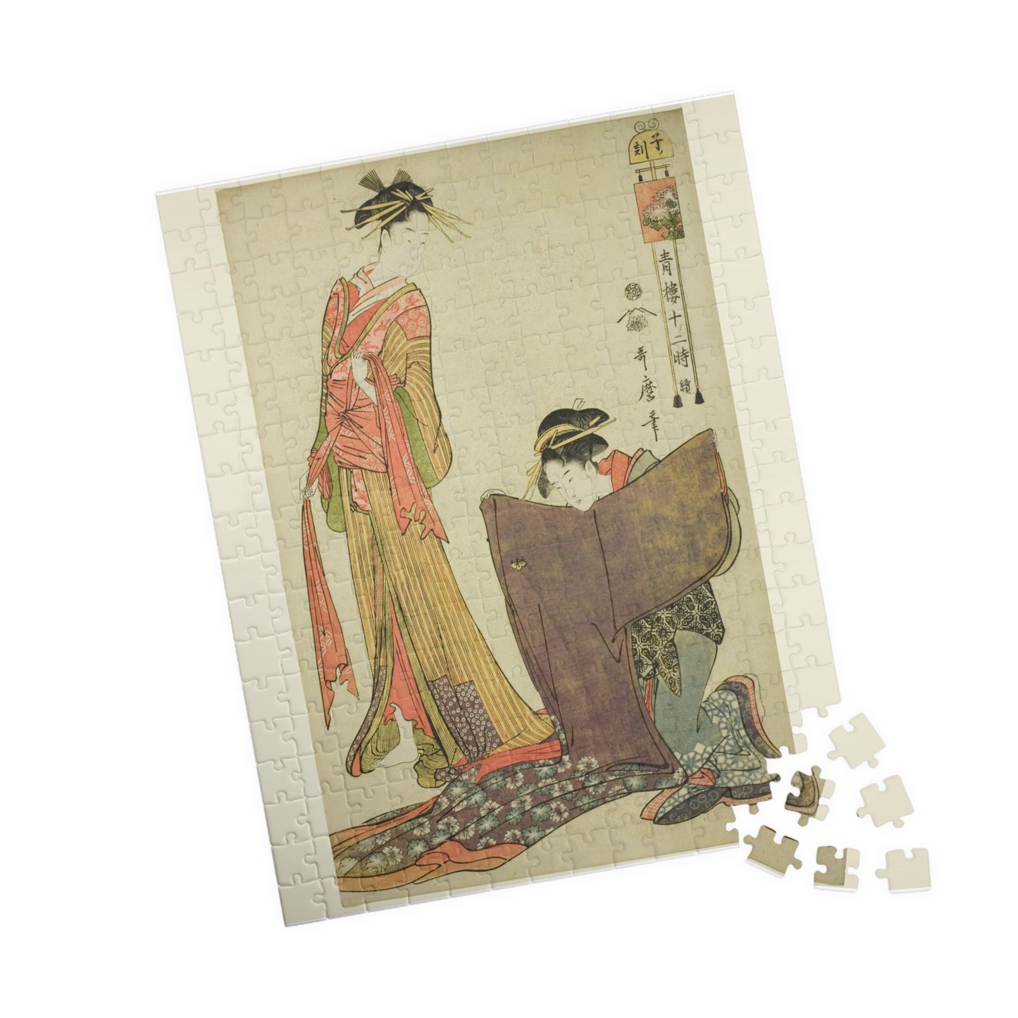 Ukiyo-e Jigsaw Puzzle (252 / 520-piece): “Hour of the Rat — Courtesans Dressing” by Kitagawa Utamaro | Edo Bijin-ga / Kimono Fashion Art