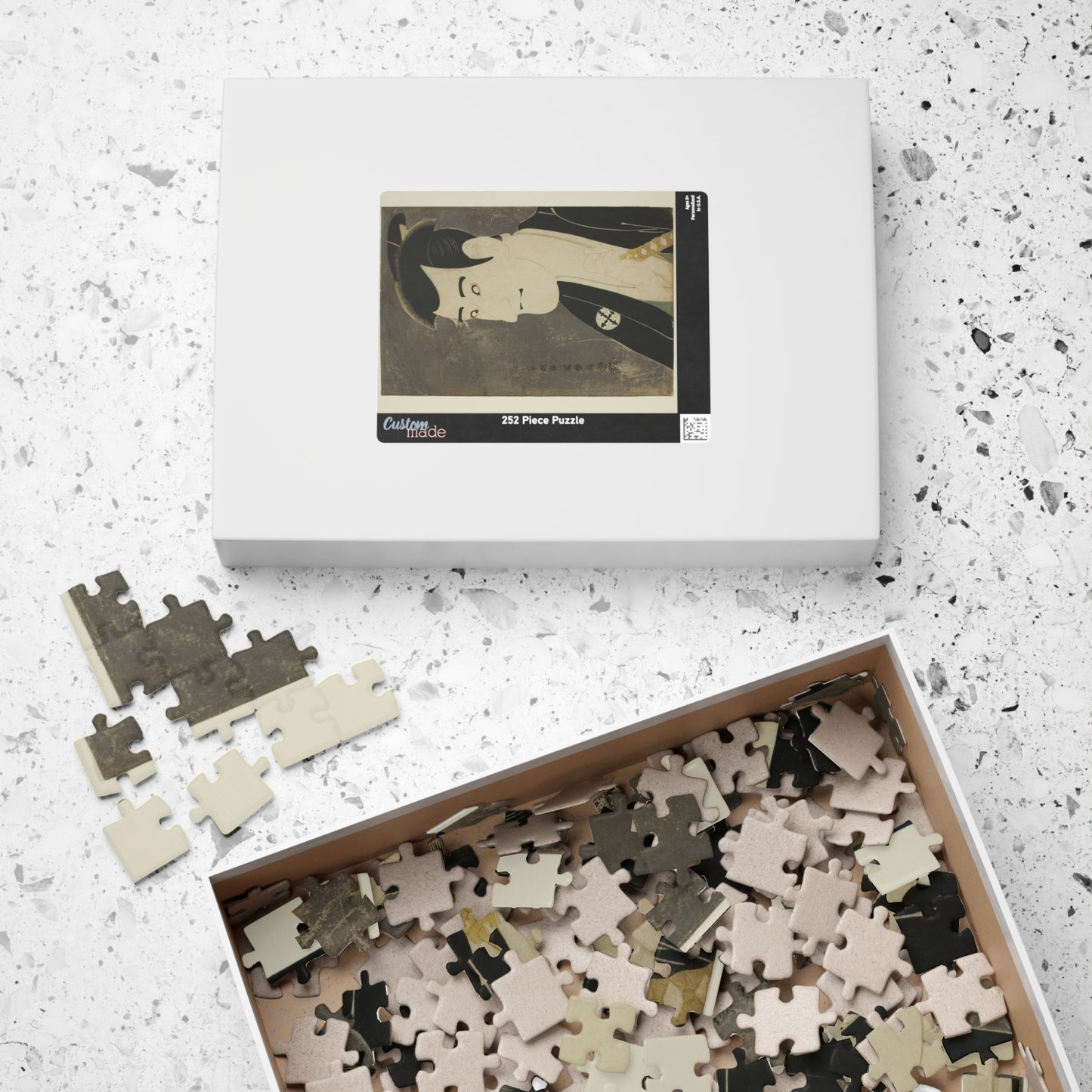 Ukiyo-e Jigsaw Puzzle (252 / 520-piece): Ichikawa Komazō III as Shiga Daishichi – Toshusai Sharaku | Kabuki Actor Portrait / Edo Woodblock Art