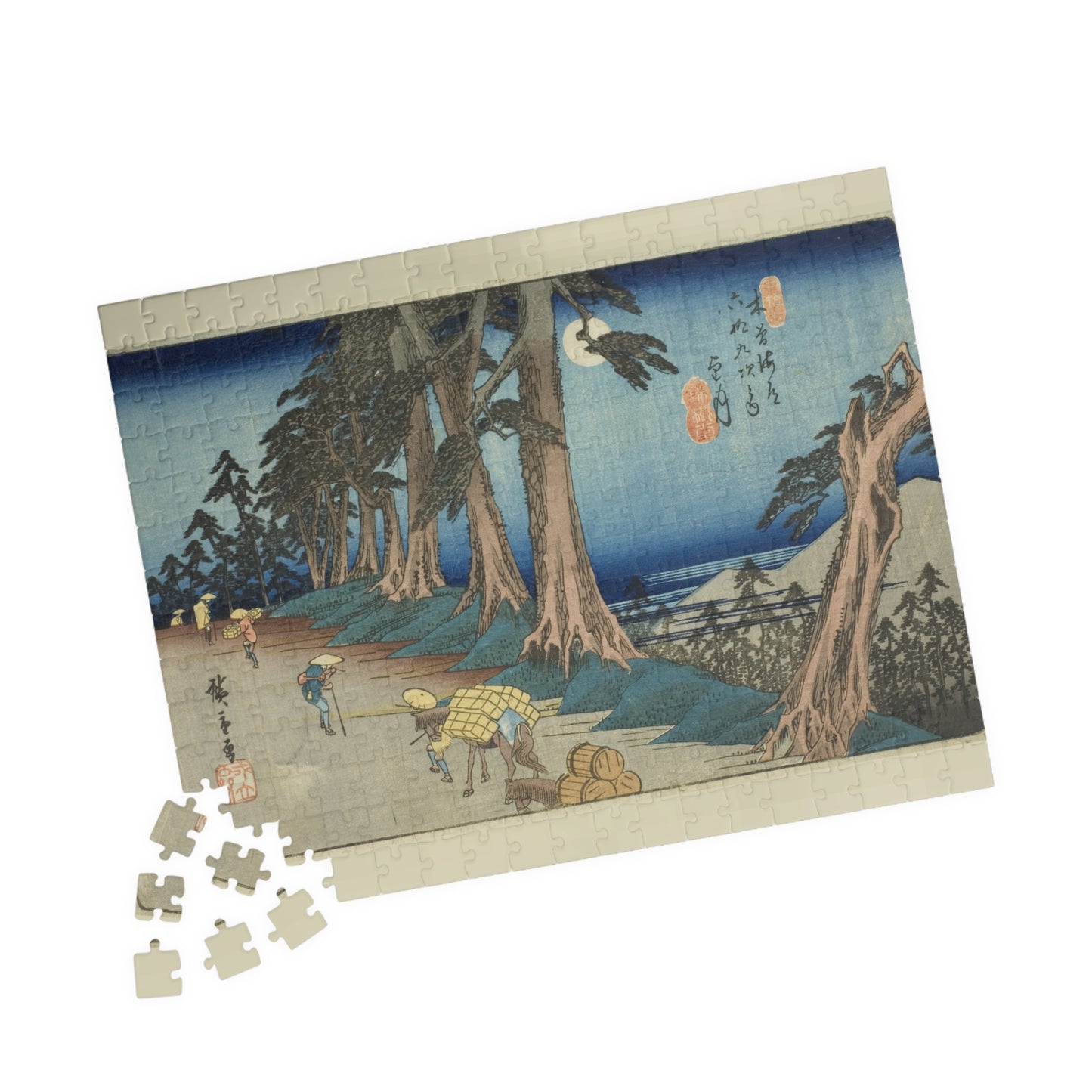 Ukiyo-e Jigsaw Puzzle (252, 520-piece): Mochizuki – “Mountain Pass at Dawn” Sixty-nine Stations of the Kisokaidō by Utagawa Hiroshige (1830s)