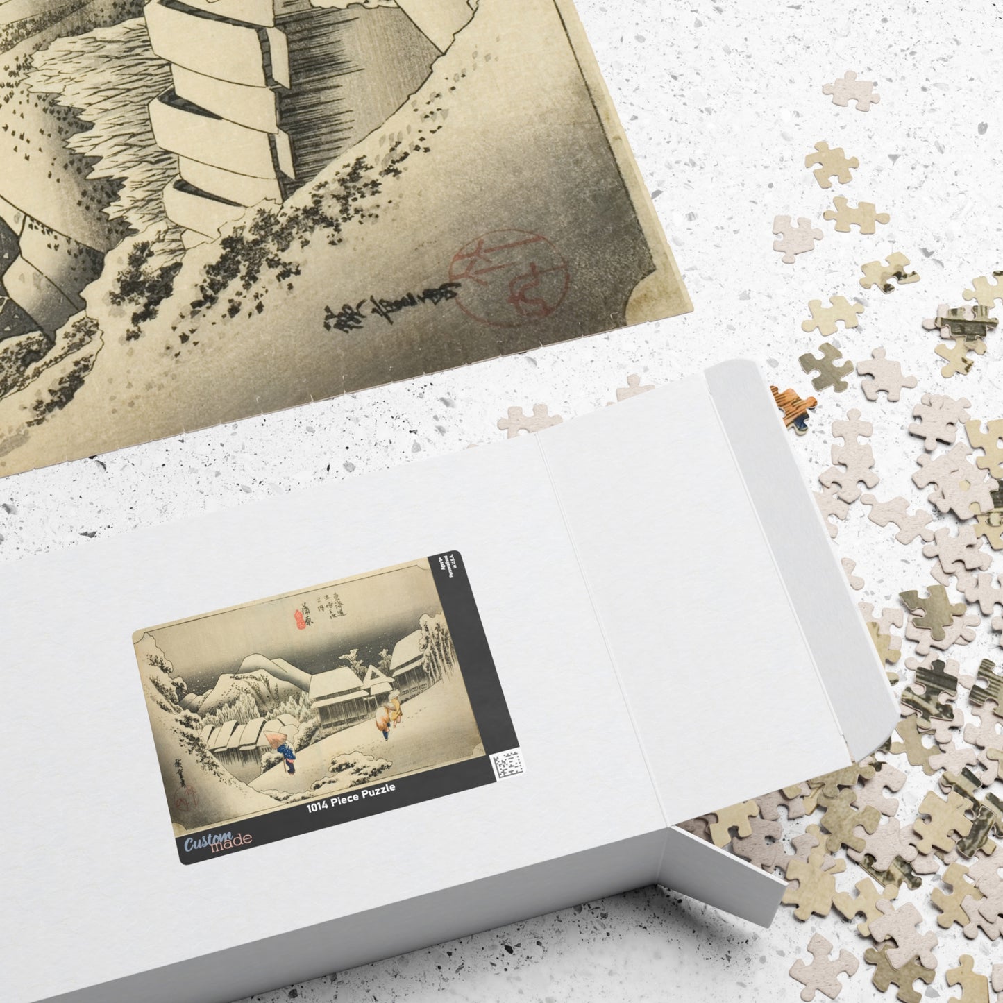 Ukiyo-e Jigsaw Puzzle (1014 pcs) — “Kanbara: Evening Snow on the Tōkaidō” by Utagawa Hiroshige | Japanese Winter Landscape Puzzle