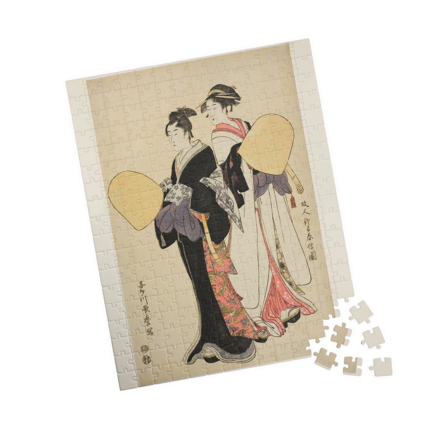 Ukiyo-e Jigsaw Puzzle (252 / 520-piece): “Hōnin Suzuharunobu-zu” by Kitagawa Utamaro | Edo Bijin-ga / Romantic Courtesan Portrait Art