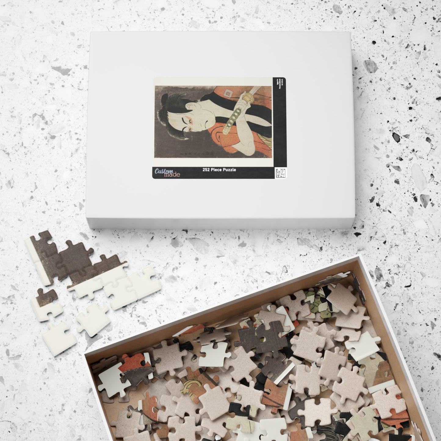 Ukiyo-e Jigsaw Puzzle (252 / 520-piece): Ichikawa Omezō as the Manservant Ippei – Toshusai Sharaku | Kabuki Actor Portrait / Edo Woodblock Art