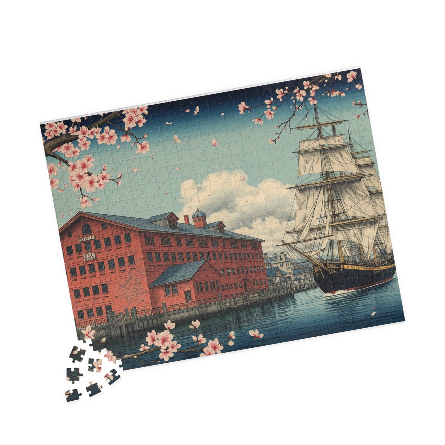 Jigsaw Puzzle (110, 252, 520, 1014-piece) Yokohama: Red Brick Warehouse and Sailing Ship