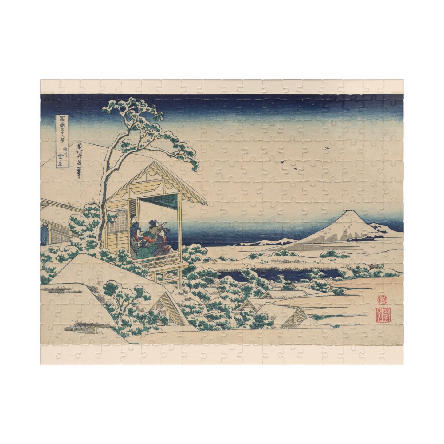 Ukiyo-e Jigsaw Puzzle (252, 520-piece) : Snowy Morning at Koishikawa – Katsushika Hokusai | Winter Landscape of Edo