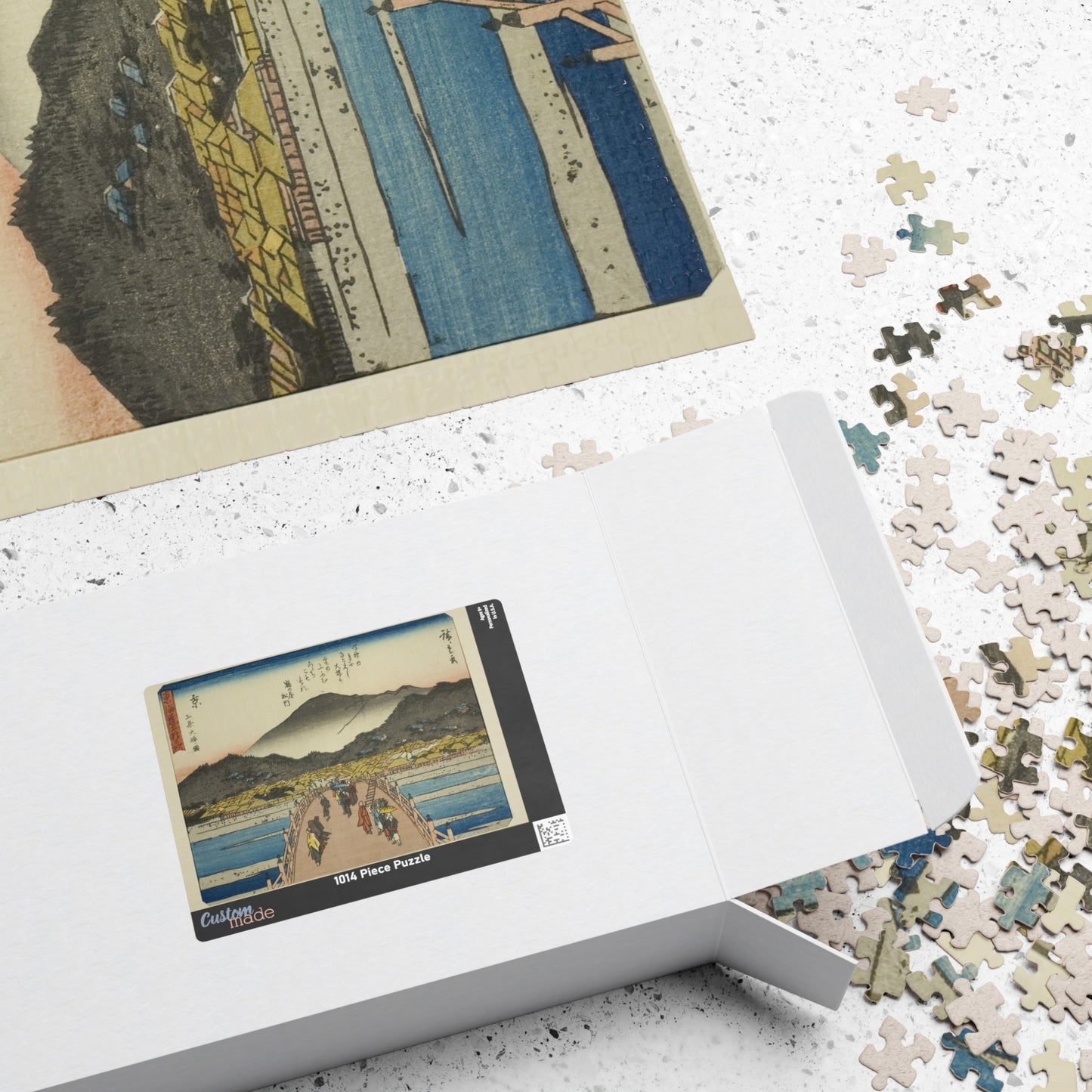 Ukiyo-e Jigsaw Puzzle (1014-piece): Kyoto – “The Great Bridge at Sanjo” Tōkaidō Fifty-three Stations by Utagawa Hiroshige (1833)