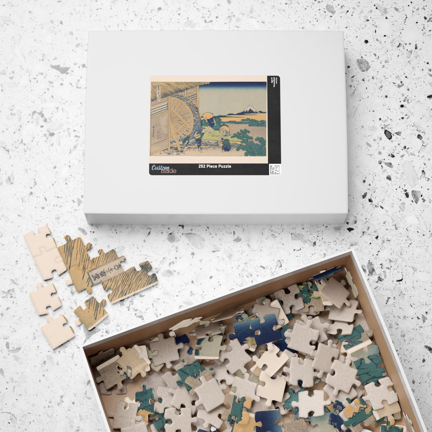 Ukiyo-e Jigsaw Puzzle (252, 520-piece) : Waterwheel at Onden – Katsushika Hokusai | Rural Life & Mount Fuji