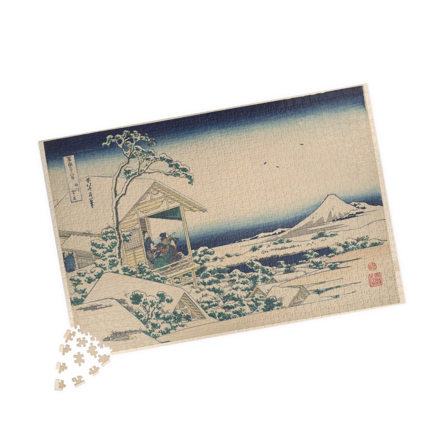 Ukiyo-e Jigsaw Puzzle (1014-piece) : Snowy Morning at Koishikawa – Katsushika Hokusai | Winter Landscape of Edo