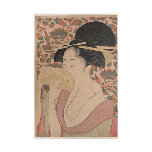 Ukiyo-e Jigsaw Puzzle (1014-piece): “Woman Holding a Tortoise-Shell Comb” by Kitagawa Utamaro | Bijin-ga / Edo Beauty Portrait