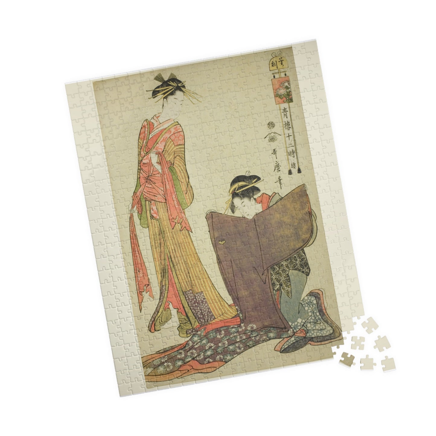Ukiyo-e Jigsaw Puzzle (252 / 520-piece): “Hour of the Rat — Courtesans Dressing” by Kitagawa Utamaro | Edo Bijin-ga / Kimono Fashion Art