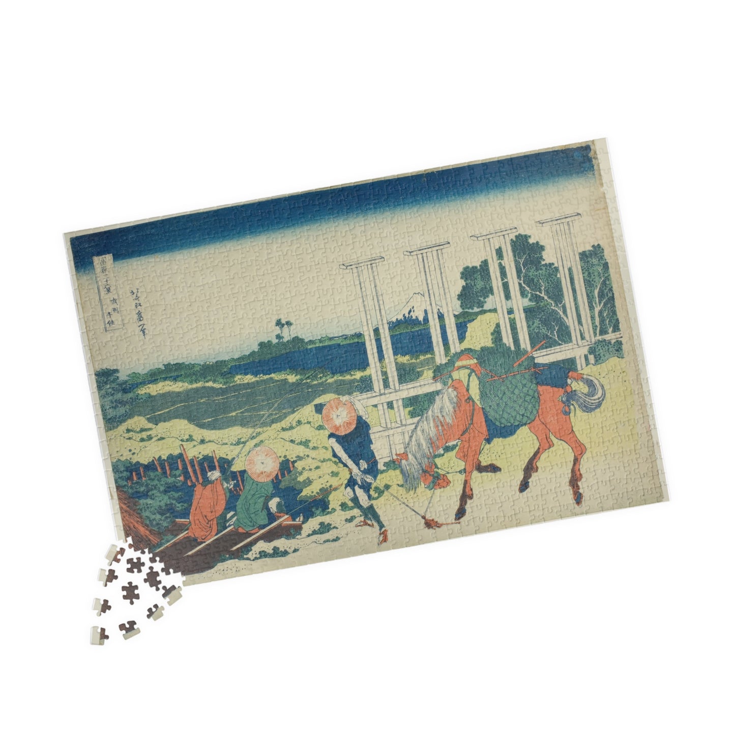 Ukiyo-e Jigsaw Puzzle (1014-piece) : Senju in Musashi Province – Katsushika Hokusai | River Life & Edo Scenery