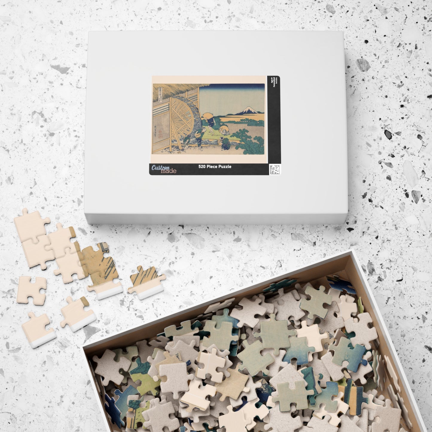 Ukiyo-e Jigsaw Puzzle (252, 520-piece) : Waterwheel at Onden – Katsushika Hokusai | Rural Life & Mount Fuji